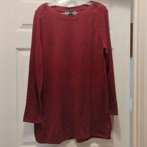 NWT Karen Scott Red Marled Sweater Long Sleeve Crew Neck Size L Soft Knit